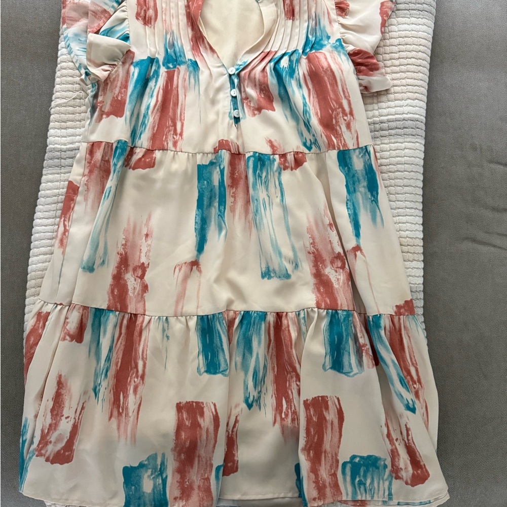 Entro Women Dress in Teal and Coral
